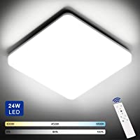 NIXIUKOL Plafon LED Techo Regulable 24W con Mando a Distáncia- Lámpara de Techo Temperatura Regulable(3000K-6500K)- IP54…